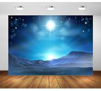 BELECO 1.5x1m Sfondo per presepe in tessuto Stella di Natale Notte Stella di Betlemme nel deserto Sfondo Nascita di Gesù Decorazioni per presepe di Natale Studio fotografico religioso
