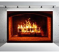 BELECO 1.5x1m Tessuto Camino Che arde Sfondo Legna da ardere Tronchi Fuoco ardente Boschi ardenti Inverno Natale Camino Fotografia Sfondo Campeggio Barbecue Decorazioni per feste