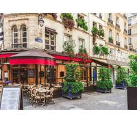 BELECO 2.1x1.5m Sfondo in tessuto per caffè di strada di Parigi per fotografia Strada parigina con tavoli di sfondo di ristorante brasserie bar Decorazioni per feste a tema di Parigi