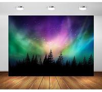 BELECO 2.1x1.5m Tessuto colorato aurora boreale sfondo foresta canadese Aurora Borealis cielo notturno sfondo alberi di pino foresta luci polari sfondo decorazioni per la casa Photo Booth Studio