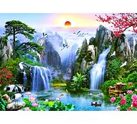 BELECO 2.1x1.5m Tessuto Paese delle fate Montagna Lago Fotografia Fondale Cascate Cigni Pesci Fiori Sognante Paesaggio naturale Pittura Sfondo Murales Decorazioni per la casa Bambini Ritratto