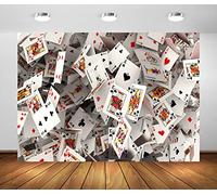 BELECO 2.5x1.8m Sfondo per poker in tessuto Carte da gioco 5D Sfondo fotografico Festa per casinò Decorazioni per feste a Las Vegas Sfondo per carte da poker Studio fotografico Puntelli