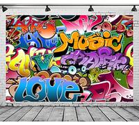 BELECO 2.5x1.8m Tessuto Graffiti Sfondo anni '80 anni '90 Decorazioni per feste a tema Hip Hop Sfondo Graffiti Hip Hop Sfondo Urban Street Art Graffiti Decorazione festa di compleanno