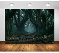BELECO 2.5x2.5m Sfondo In Tessuto Bosco Nebbioso Sentiero Scuro | Tunnel Bosco Nebbioso Bosco Spaventoso Sfondo Halloween Decorazione A Tema Festa Accessorio Fotografico