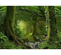 BELECO 2.5x2.5m Sfondo in Tessuto Giungla Ruscello Radici Antiche Muschio | Decorazione Giungla Ruscello Radici Sfondo in Tessuto Muschio e Profondità Verde per Ritratti Natura Accessori Photo Booth