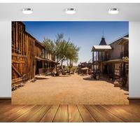 BELECO 2.7x1.8m Telo sfondo città fantasma Far West | Edifici western antico saloon Goldfield cowboy sfondo tema cowboy cabina foto studio accessori