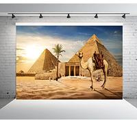 BELECO 3.5x2.5m Tessuto Egitto Piramidi Sfondo Fotografia Antica Piramide egiziana Cammello Sfondo Giza Deserto Scena Albero di cocco Tramonto Cielo Scenario Egitto Festa Servizio fotografico
