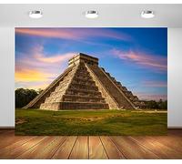BELECO 3.6x2.5m Sfondo Fotografico Piramide Kukulkan Chichén Itzá Rovine Maye Antiche Tramonto Meraviglia Mondiale Edificio Storico Messicano Decorazione Festa Ritratti Studio