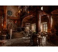 BELECO 3x2.5m Sfondo in tessuto per taverna medievale,bar,per fotografia,interni in legno antico,tavoli,sgabelli,sfondo fantasy per decorazioni per feste,cabine fotografiche,oggetti di scena
