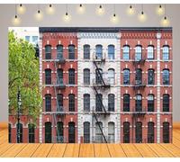 BELECO 3x2.5m Tessuto Vecchi Edifici New York Sfondo Palazzi Storici con Finestre Scale Antincendio Tribeca Manhattan Sfondo NYC Decorazione Festa