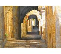 BELECO 3x2m Sfondo di una strada della città vecchia di Gerusalemme per la fotografia. Antica strada disegnata a mano nella città di David - Scalinata in pietra, Gerusalemme, Israele
