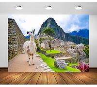 BELECO 3x2m Sfondo in tessuto Machu Picchu per fotografia Antiche catene montuose Città Inca perdute Machu Picchu Alpaca Perù Siti storici Sfondo Decorazione per feste a tema peruviano