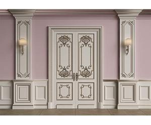 BELECO 4.5x3m Tessuto Camera vintage Interni classici Rosa Bianco Sfondo muro Cornice europea Castello Casa Porta francese Elegante soggiorno Sfondo Ritratto Puntelli foto