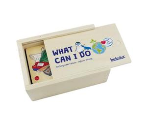 Beleduc - What can I do - Gioco di carte | Gioco/puzzle per bambini con pratica scatola di legno, a partire dai 4 anni in su