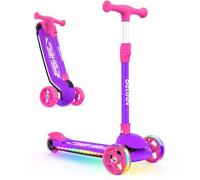 BELEEV A9 Monopattino Bambino 3-12 anni, LED Ruote Illuminate & Deck, Pieghevole Monopattino 3 Ruote per Bambina Ragazza Ragazzo, 4 Altezza Regolabile, Ponte Antiscivolo, Carico Massimo 50Kg