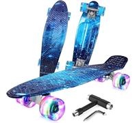 BELEEV Mini Cruiser LED Skateboard 22 Inch (56cm) per Bambini, Giovani e Adulti - Completo Con Ruote e All-in-One Skate T-Tool per Principianti