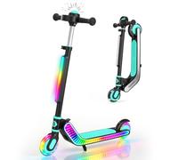 BELEEV Monopattino per bambini con pedana luminosa a specchio infinito, stelo e ruote LED, 12 modalità di illuminazione, 2 ruote pieghevoli, 4 altezze regolabili, scooter leggero per ragazzi e ragazze