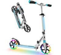 BELEEV Monopattino Pieghevole, Altezza Regolabile | Scooter con Ruote Grandi 200mm, LED Illuminate Ruote, Stem, Deck, Cinghia di Trasporto, per Bambini e Adulti Fino a 100KG