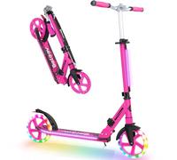 BELEEV Monopattino Pieghevole, Altezza Regolabile, Scooter con Ruote Grandi 200mm, LED Illuminate Ruote, Stem, Deck, Cinghia di Trasporto, per Bambini e Adulti Fino a 100KG