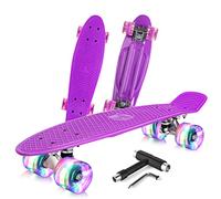BELEEV Skateboard Cruiser da 55,9 cm, ruote luminose a LED, carico massimo 99,8 kg