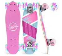 BELEEV Skateboard per bambini, mini skateboard Cruiser da 55,9 cm, per principianti, ragazze, ragazzi, adolescenti, 7 strati in acero canadese doppio kick deck concavo cruiser trick, rosa