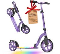 BELEEV V10 Monopattini bambini 2 Ruote Pieghevole con LED Illuminate Deck, Ruote Grandi 230mm, 5 Altezza Regolabile, Cinghia di Trasporto Big Wheels City Scooter per 6+ Bambini e adulti fino 100 kg