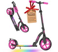 BELEEV V10 Monopattini bambini 2 Ruote Pieghevole con LED Illuminate Deck, Ruote Grandi 230mm, 5 Altezza Regolabile, Cinghia di Trasporto Big Wheels City Scooter per 6+ Bambini e adulti fino 100 kg