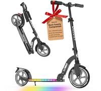 BELEEV V10 Monopattini bambini 2 Ruote Pieghevole con LED Illuminate Deck, Ruote Grandi 230mm, 5 Altezza Regolabile, Cinghia di Trasporto Big Wheels City Scooter per 6+ Bambini e adulti fino 100 kg