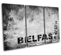 Belfast N Ireland City Typography TREBLE TELA parete arte foto stampa