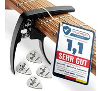BELFORT® - Capotasto originale QuickPitch per chitarra + 3 plettri + eBook gratuito - Facilissimo da usare - Per chitarra classica, western, acustica, da concerto, elettrica e ukulele