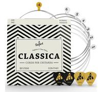 BELFORT Corde Chitarra Classica Nylon Argento - Set da 6 + Corda Mi Extra