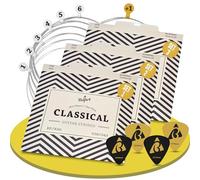 BELFORT® Corde per chitarra classica, corde per chitarra in nylon e argento, chitarra acustica (set di 6) - Incl. 4 plettri + extra (3 set - 18 corde (.028/.043))