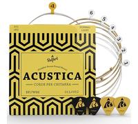 Belfort® Set di Corde per Chitarra Acustica (011) - Muta di 6 Corde - Inclusi 4 plettri + Corda Mi extra - Accessori per Chitarra Acustica (Acoustic Guitar Strings)