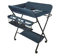 Belfoyer Fasciatoio pieghevole e portatile, con 4 ruote, fasciatoio portatile, 80 x 66 x 92-98 cm (blu scuro)