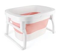 Belfoyer Vasca da bagno per bambini pieghevole per bambini con misurazione della temperatura in tempo reale, Vasca da bagno pieghevole per bambini fino a 3 anni, (rosa)