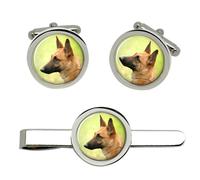 Belga Pastore Cane (Malinois) Gemelli E Fermacravatta Set
