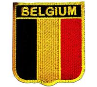 Belgio bandiera - Toppe termoadesive Patch Toppa ricamate, misura: 6,4 x 7,3 cm