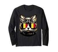 Belgio Cat Lover Bandiera Belga Gatto Patriottico Belga Maglia a Manica