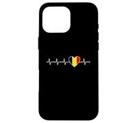 Belgio Heartbeat Design Bandiera Belga Cuore Belga Identità Custodia per iPhone 16 Pro Max