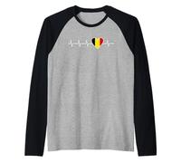 Belgio Heartbeat Design Bandiera Belga Cuore Belga Identità Maglia con Maniche Raglan