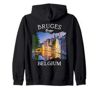 Belgio Heritage Iconico Canale di Bruges Architettura Medievale Felpa con Cappuccio