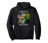 Belgio Heritage Iconico Canale di Bruges Architettura Medievale Felpa con Cappuccio