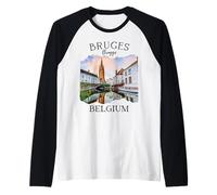 Belgio Heritage Iconico Canale di Bruges Architettura Medievale Maglia con Maniche Raglan