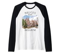 Belgio Heritage Iconico Canale di Bruges Architettura Medievale Maglia con Maniche Raglan