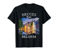 Belgio Heritage Iconico Canale di Bruges Architettura medievale Maglietta
