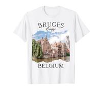 Belgio Heritage Iconico Canale di Bruges Architettura Medievale Maglietta