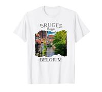 Belgio Heritage Iconico Canale di Bruges Architettura Medievale Maglietta
