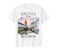 Belgio Heritage Iconico Canale di Bruges Architettura medievale Maglietta