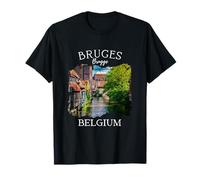 Belgio Heritage Iconico Canale di Bruges Architettura medievale Maglietta
