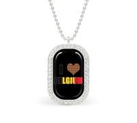 Belgio I Love Belgian Chocolate Pendant Necklace Fashion Jewelry Square Pendant with White Drill Border, lega metall